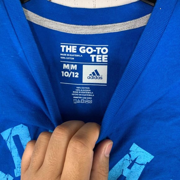 Adidas‎ Football Medium Casual T-Shirt Blue New Youth - Picture 4 of 6